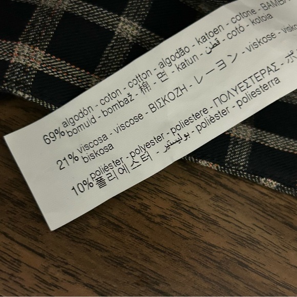 💕 NWT Zara Black and Tan Checkered Pants S - Picture 6 of 11